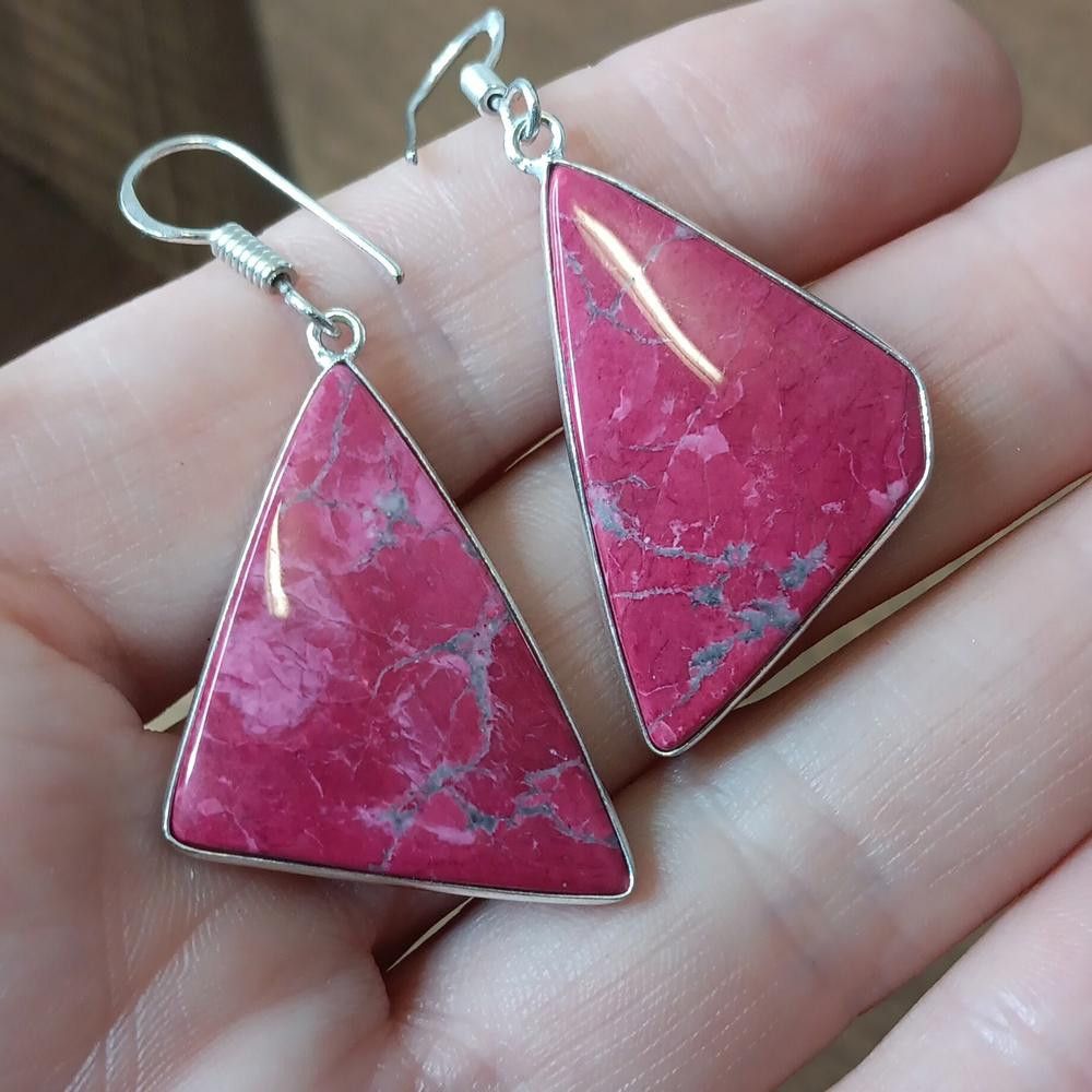 Designer Pink Sea Sediment Jasper gemstone earrings Size ONE SIZE - 4 Thumbnail