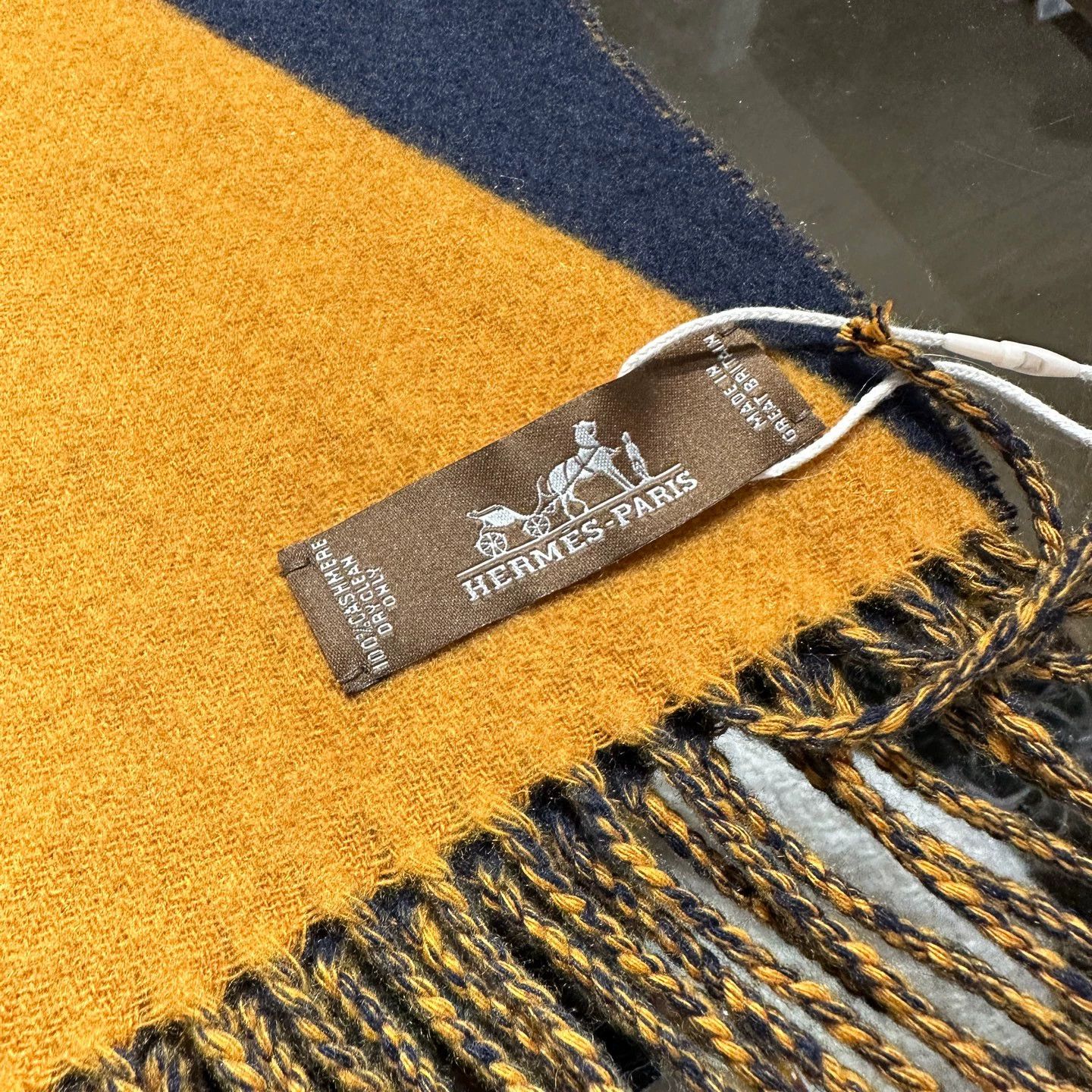 Hermes Hermes Color Blocked Tassel Cashmere Scarf 30x140cm Size ONE SIZE - 3 Thumbnail