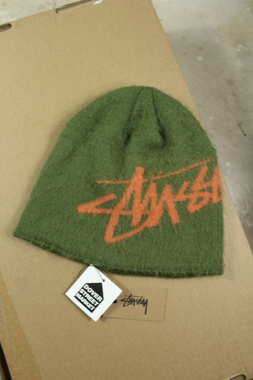 image of Stussy Brushed Out Stock Skullcap Beanie In Olive, Men's