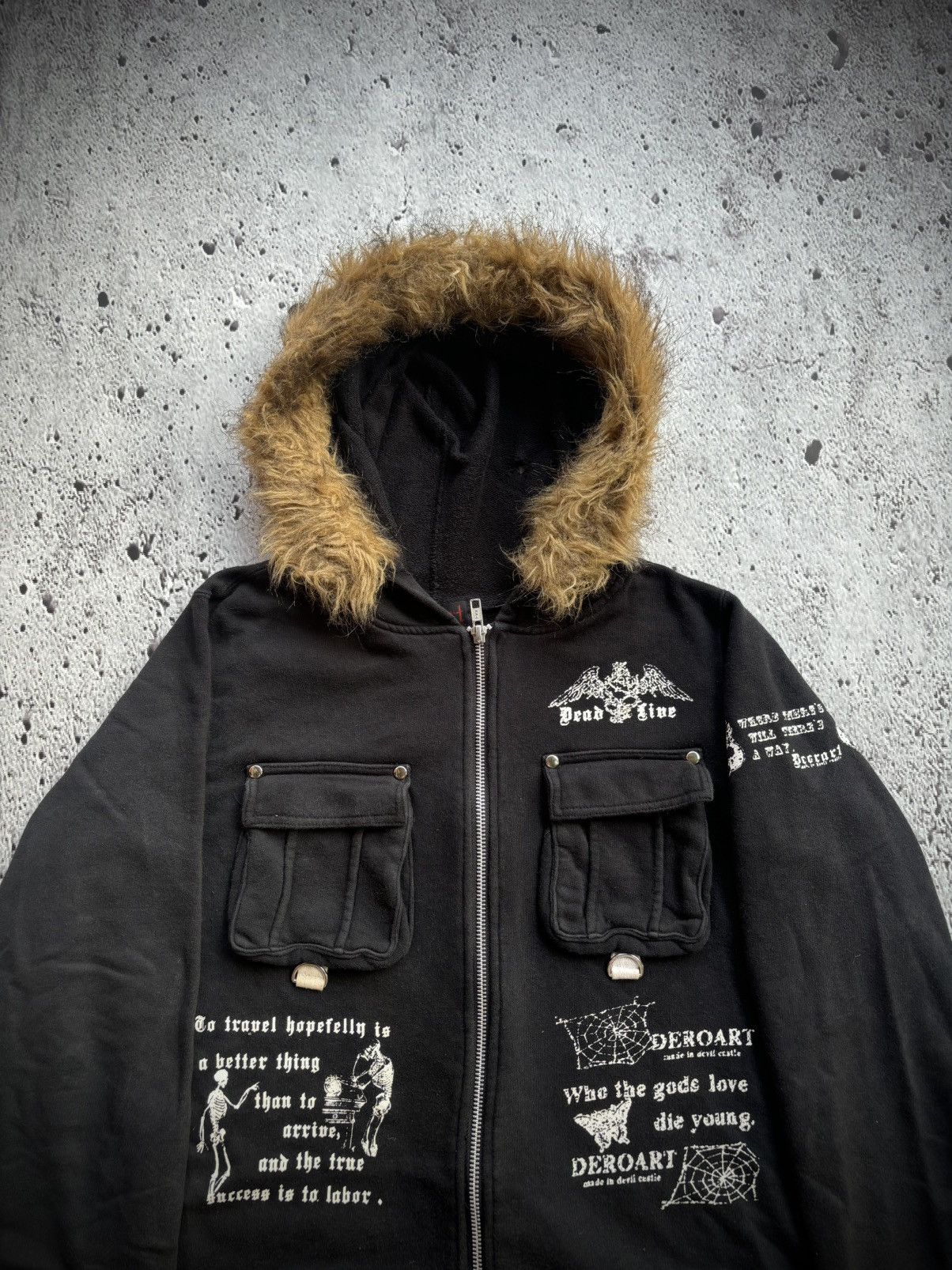 If Six Was Nine Y2k Deorat poem lgb punk style Fur hoodie Size US M / EU 48-50 / 2 - 2 Thumbnail