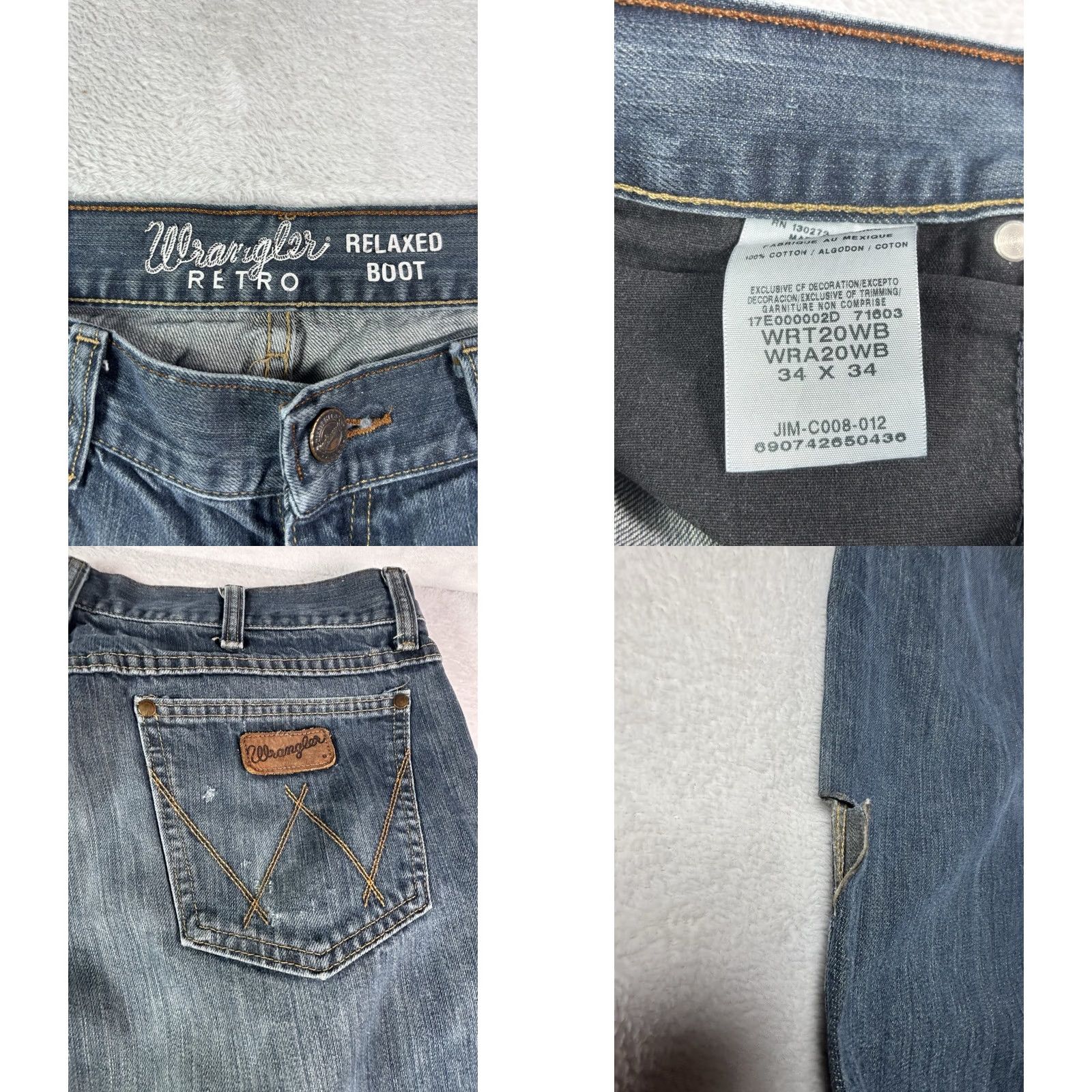 Wrangler Wrangler WRT20WB Jeans Men's 34x34 Blue Retro Western Cowboy Straight Slim Denim Size US 34 / EU 50 - 8 Thumbnail