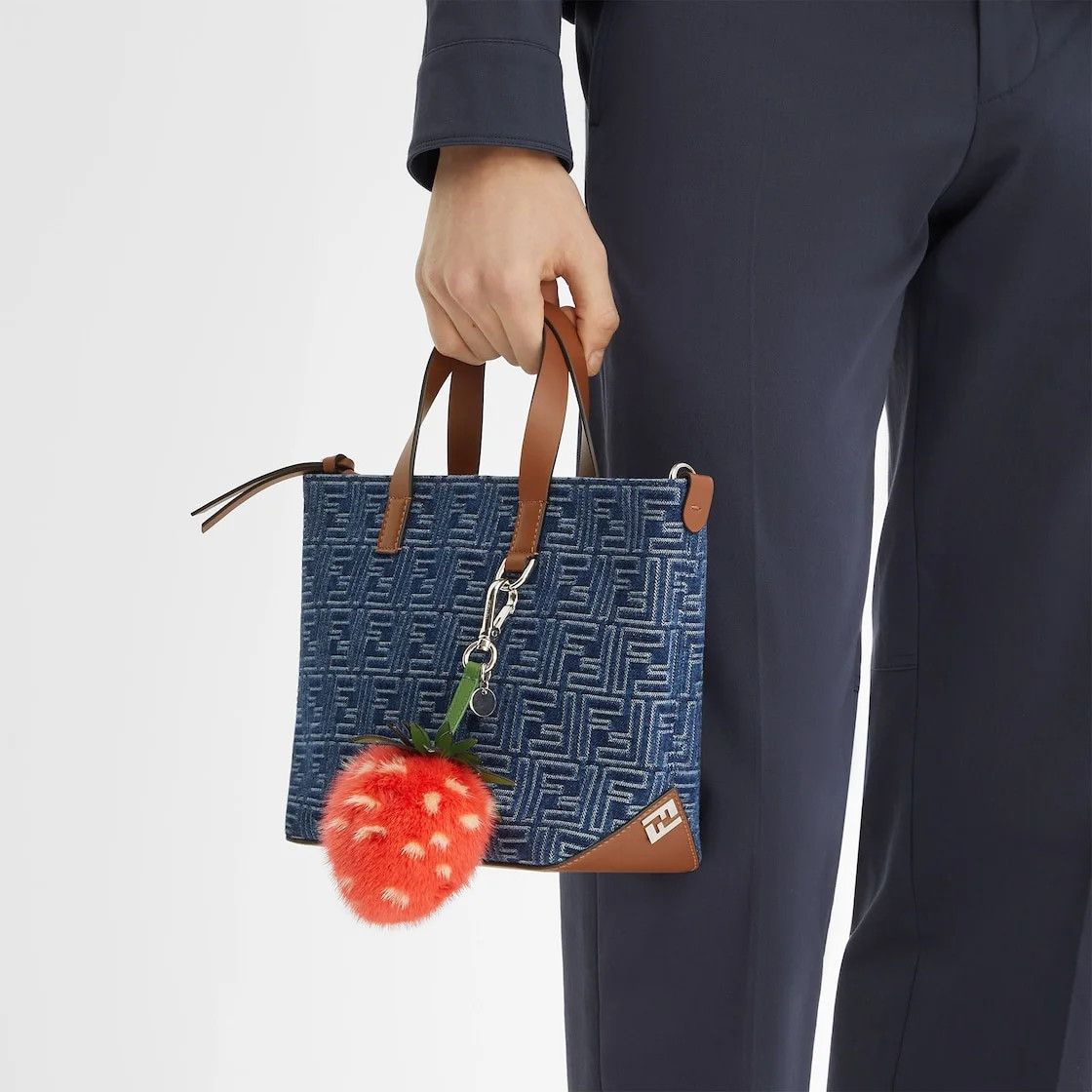 Fendi o1s1wg110526 FF Shopping Bag Small in Blue Size ONE SIZE - 6 Thumbnail