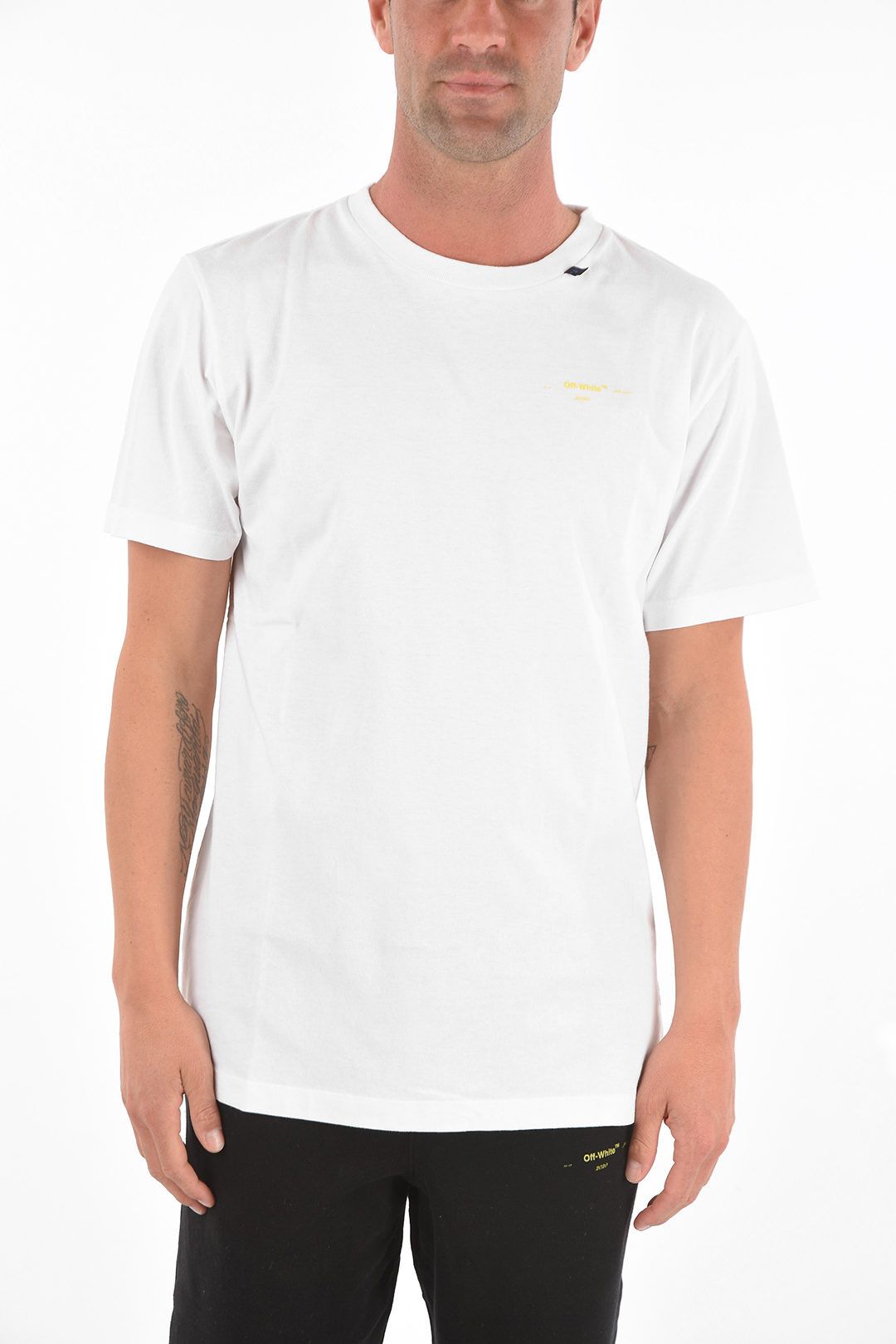 Off-White White and Yellow Acrylic Arrows Logo T-Shirt Size M / US 6-8 / IT 42-44 - 3 Thumbnail