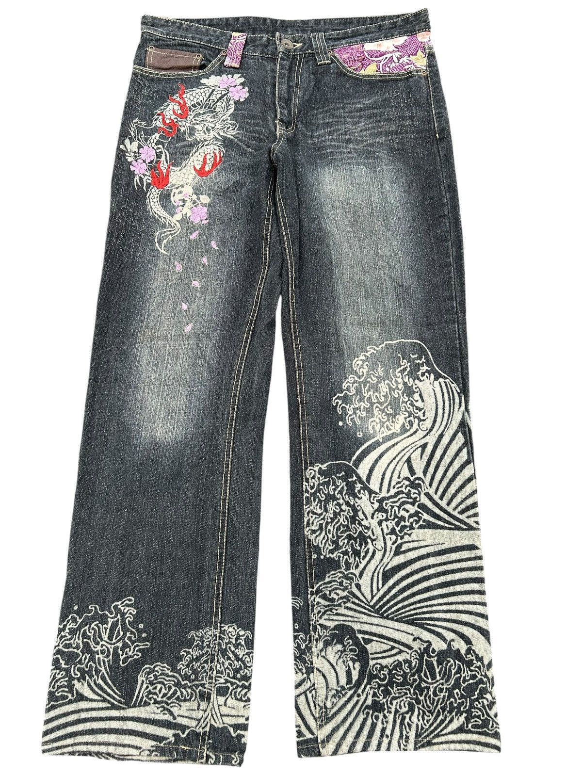Japanese Brand × Kapital × Vintage Karakuri Tamashii Inspired Japanese GUMU Denim Jeans Rare ☠️ Size US 34 / EU 50 - 2 Thumbnail