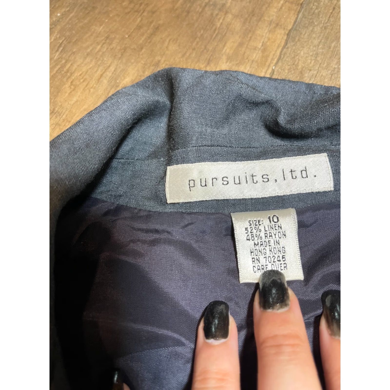 Vintage **Y2K Vintage Pursuits Women's Size 10 Navy Blue Silk Blazer** User: Y2K Vintage Pursuits Women's Size 10 Navy Blue Silk Blazer Open Front Size L / US 10 / IT 46 - 4 Thumbnail