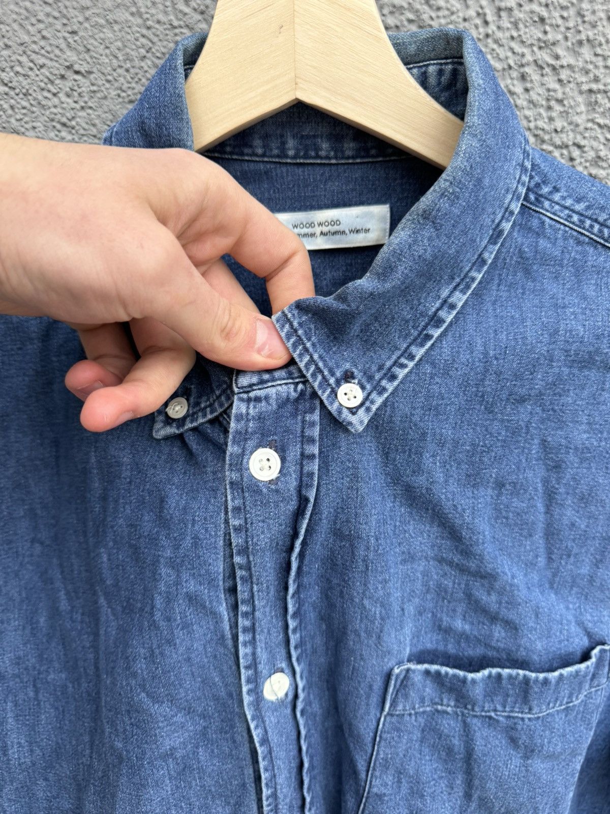 Wood Wood WOOD WOOD Ansel Andrew Classic Denim Shirt Men L Size US L / EU 52-54 / 3 - 8 Thumbnail