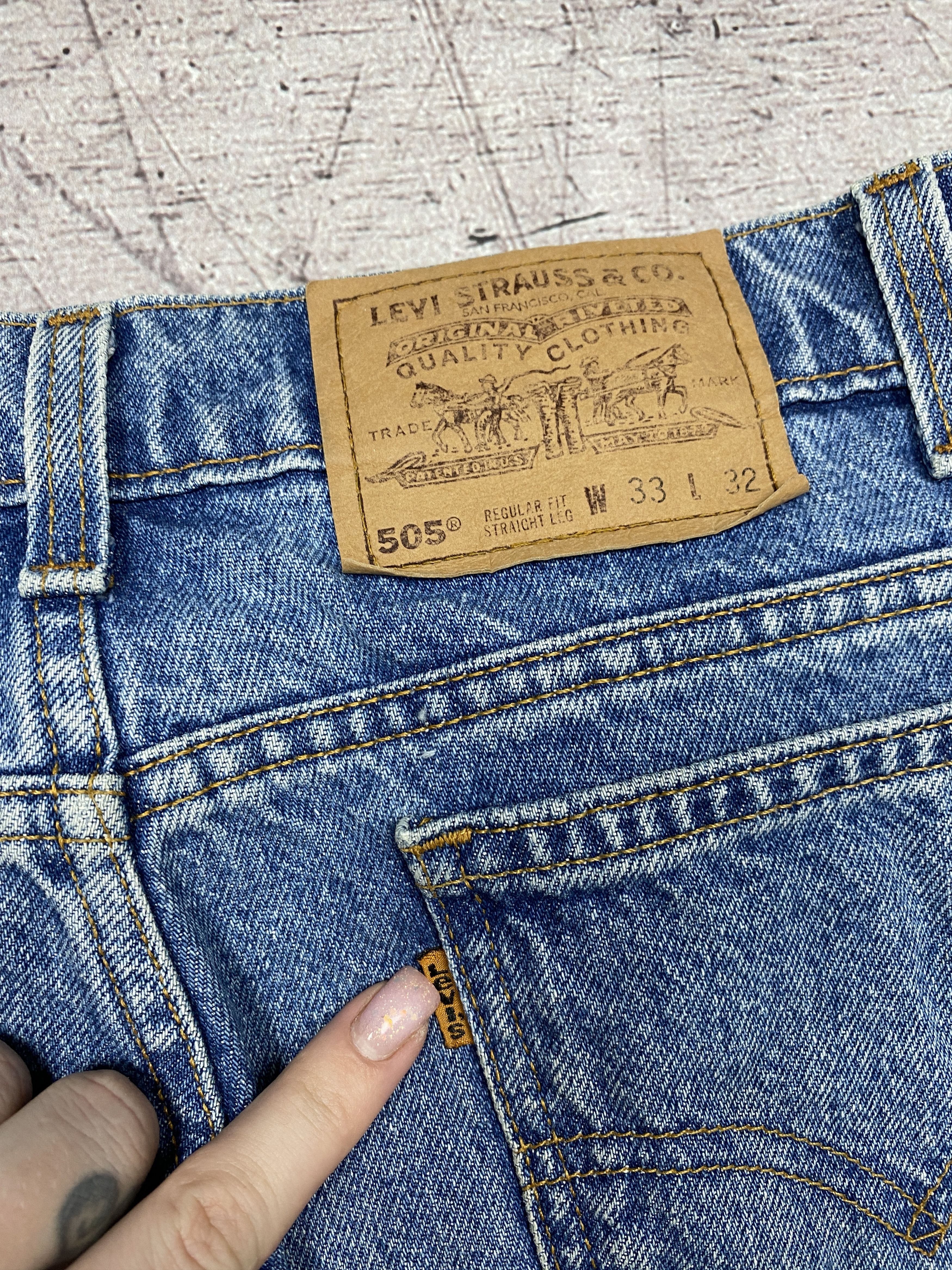 Levi's × Levi's Vintage Clothing Levis 505 Vintage Mens Orange Tab Denim Pants Jeans Size US 33 - 2 Thumbnail