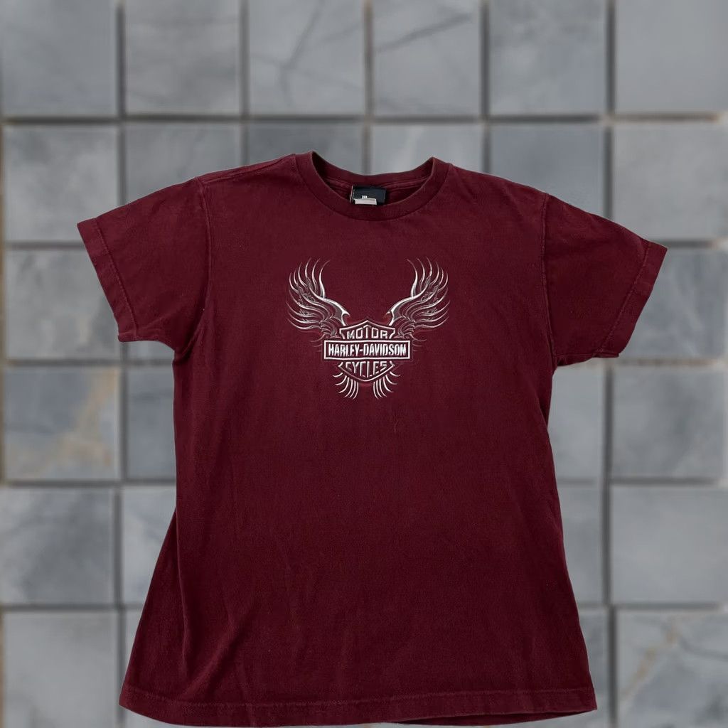 Harley Davidson VINTAGE Harley-Davidson Shirt Portland Maine Women's Small Biker Flames Made USA Red Size S / US 4 / IT 40 - 1 Thumbnail