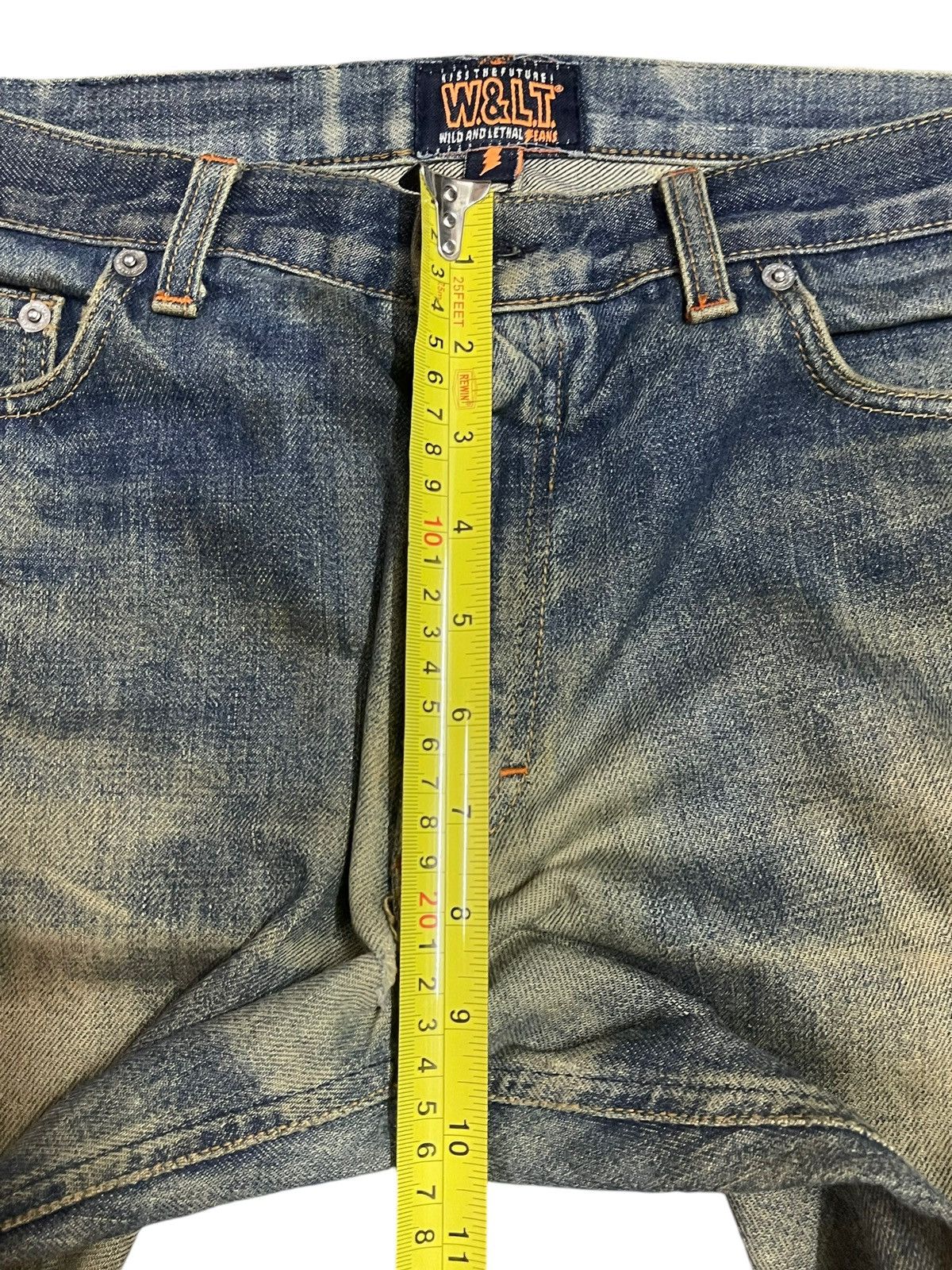W&LT Vintage W&LT Kiss The Future Mud Wash Distress Bootcut Jeans Size US 32 / EU 48 - 18 Thumbnail
