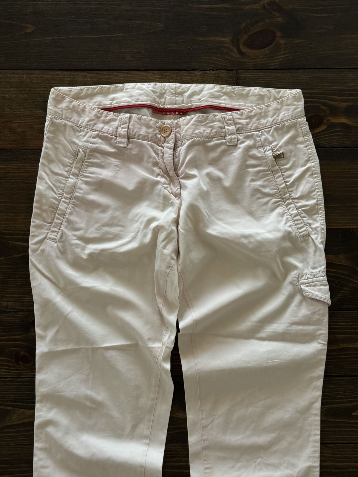 Prada Prada 00s Archive White/Pink Glamour Cargo Pants Size 34" / US 12 / IT 48 - 3 Thumbnail