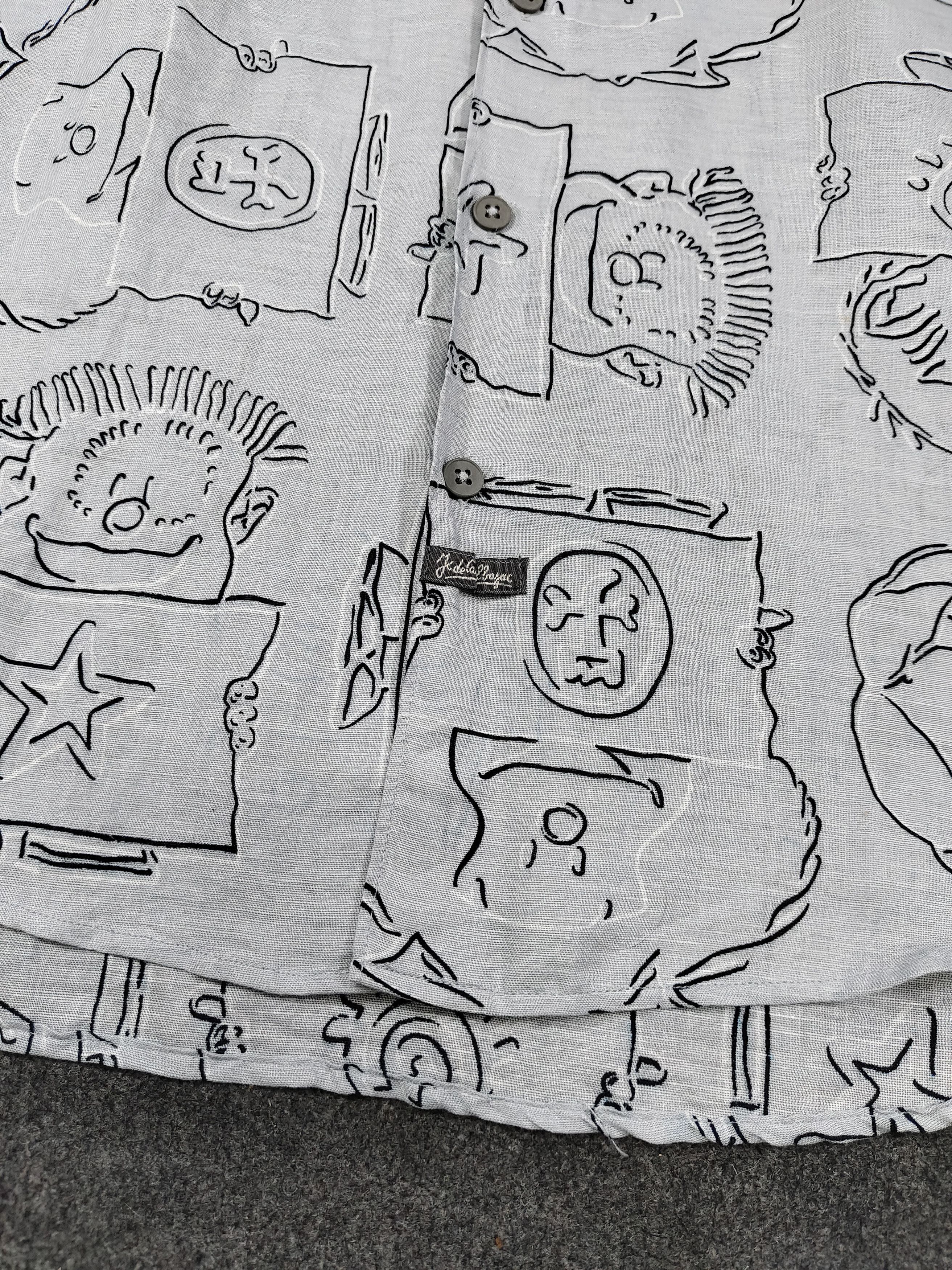 Jean Charles De Castelbajac 90s JC de Castelbajac🔥Cartoon Sketch Art Linen Shirt Size US M / EU 48-50 / 2 - 4 Thumbnail