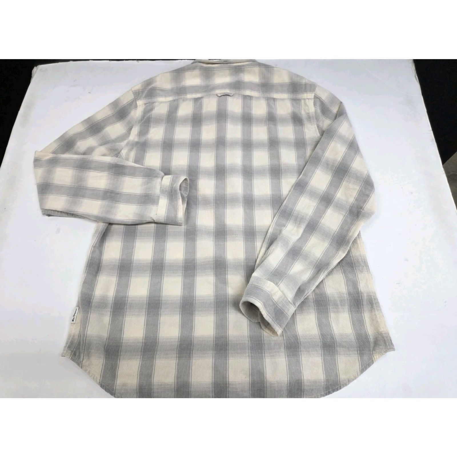 Ben Sherman Ben Sherman Mens Long Sleeve Beige/Grey Plaid Cotton Shirt L Corduroy Button-Up Pocket Embroidered Classic Fall Winter Spring Casual Travel Canary Size US L / EU 52-54 / 3 - 3 Thumbnail