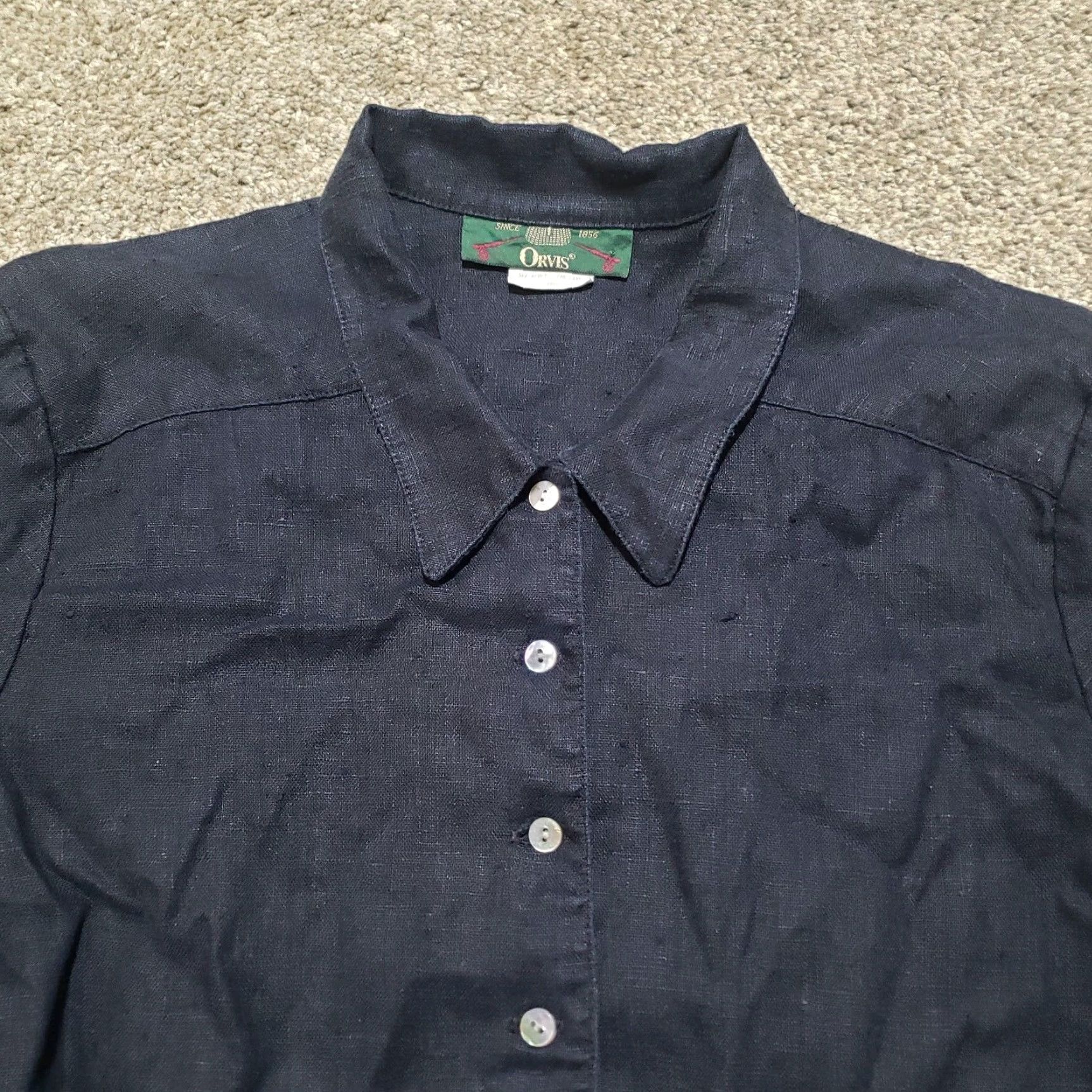 Orvis Orvis Shirt Button-Up Solid Black Short Sleeve Adult Women Size M Medium Size M / US 6-8 / IT 42-44 - 2 Thumbnail