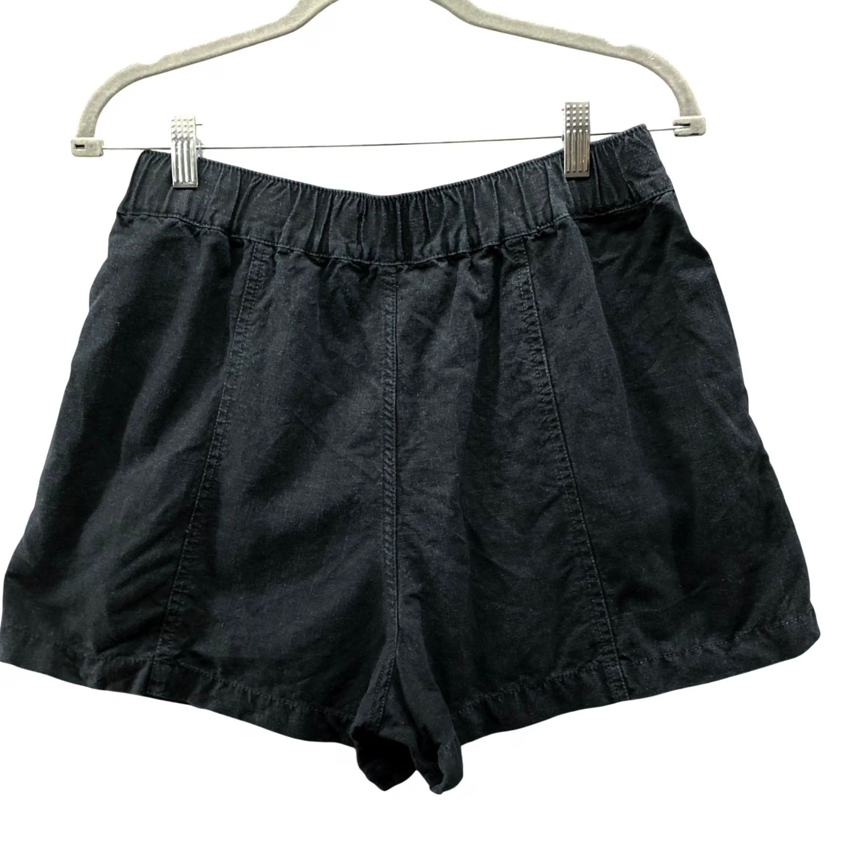 Madewell VINTAGE? No. Madewell Linen Blend Easy Pull On Shorts Womens S Black High Rise 3.5'' Inseam Size 28" / US 6 / IT 42 - 2 Thumbnail