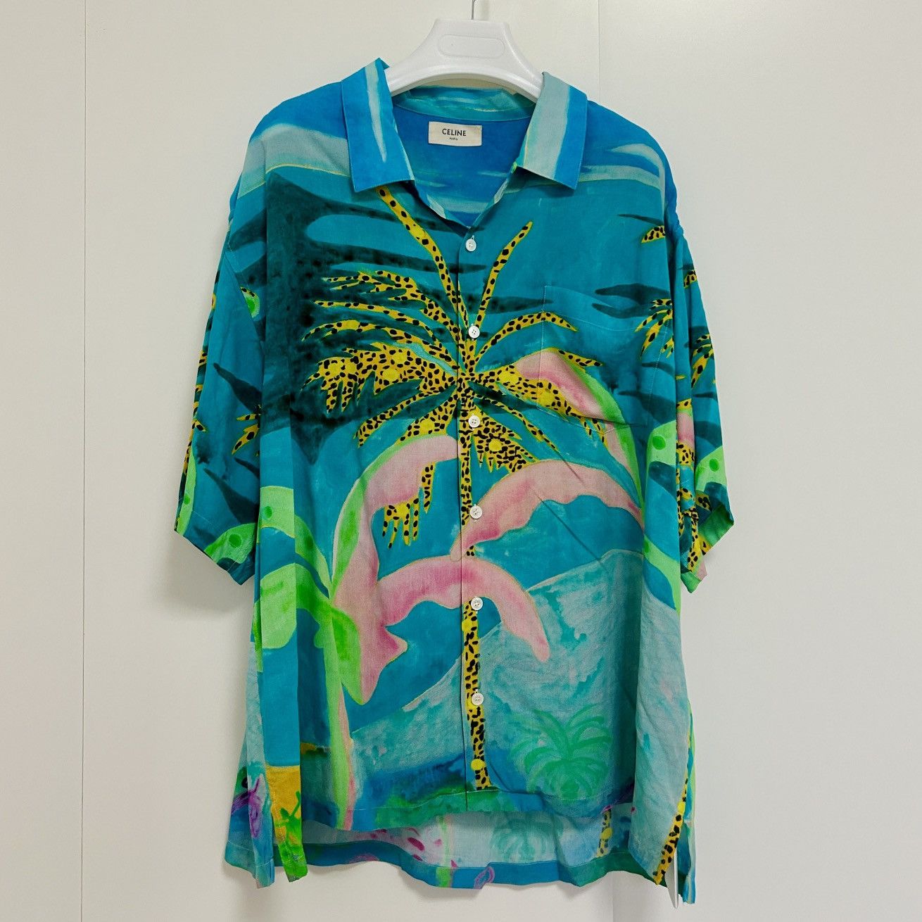 Celine CELINE BY HEDI SLIMANE 21SS Palm Tree & Wave Hawaiian Shirt Size US L / EU 52-54 / 3 - 1 Thumbnail
