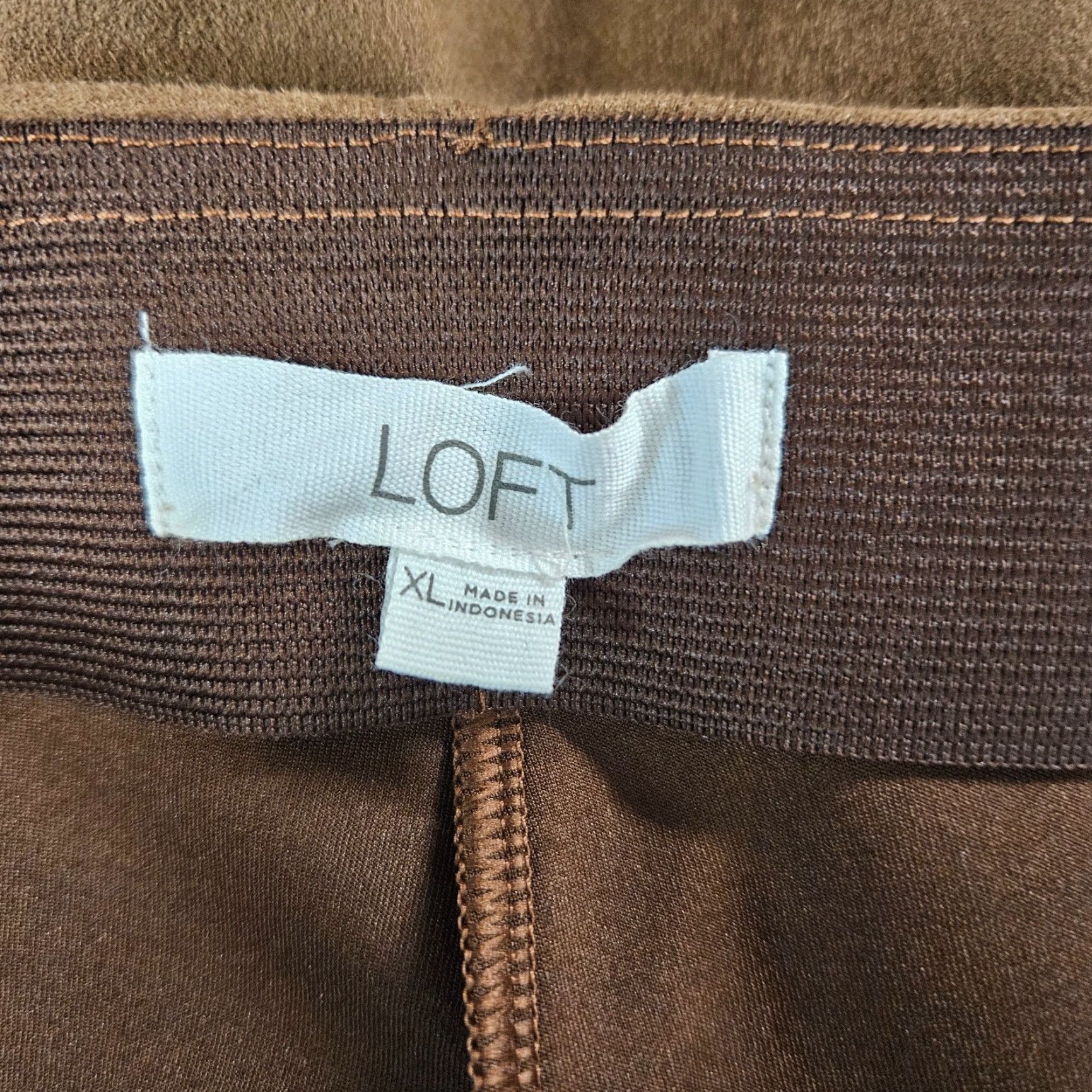 Loft LOFT Ann Taylor Womens Faux Suede Ankle Pants XL Brown Pull On High Rise Adult Regular Size XS? Wait Size 40" / US 18 - 7 Thumbnail