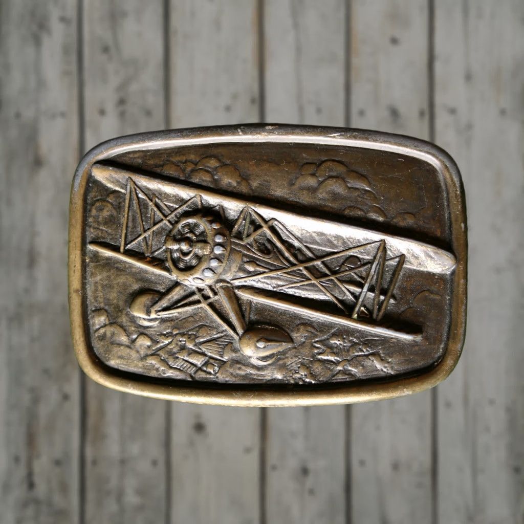 Vintage VINTAGE AVON Bi-Plane Airplane Rectangular Belt Buckle Size ONE SIZE - 1 Thumbnail