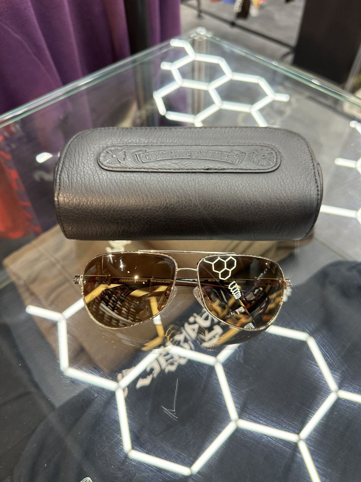 Chrome Hearts Chrome Hearts Grand Beast Aviators Wood / Gold Plated Size ONE SIZE - 1 Thumbnail