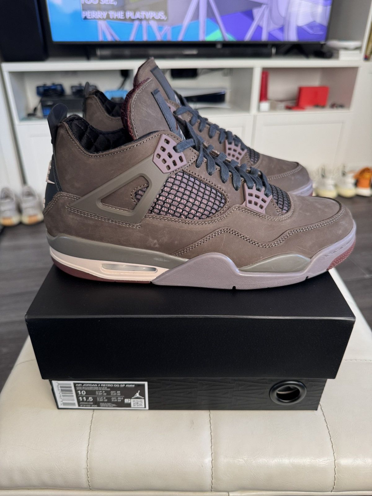 A Ma Maniere × Nike Jordan 4 Retro x A Ma Maniére “Dark Mocha” Size US 10 / EU 43 - 3 Thumbnail