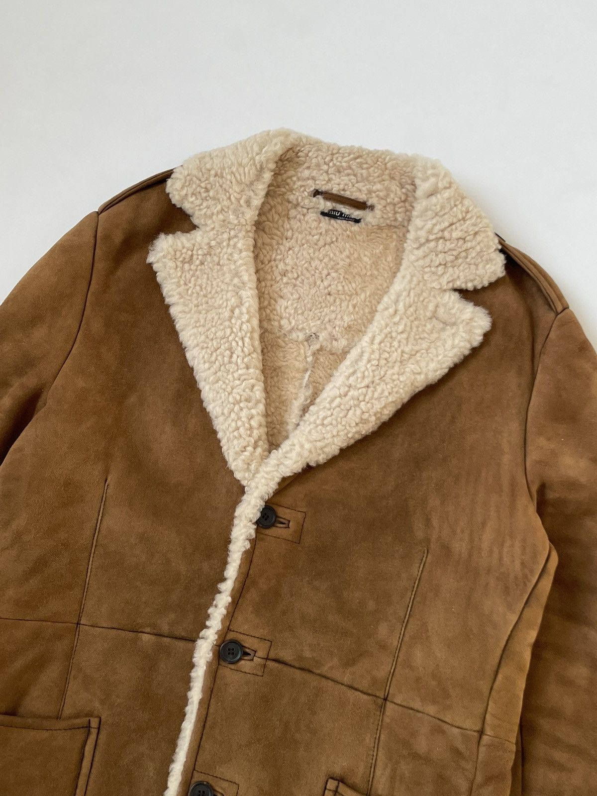 Miu Miu Mid 2000s Tan Shearling Jacket Size US M / EU 48-50 / 2 - 6 Thumbnail