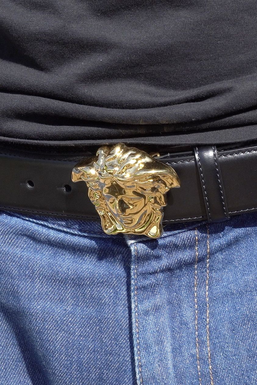 Versace SS23 LA MEDUSA LEATHER BELT FLAT