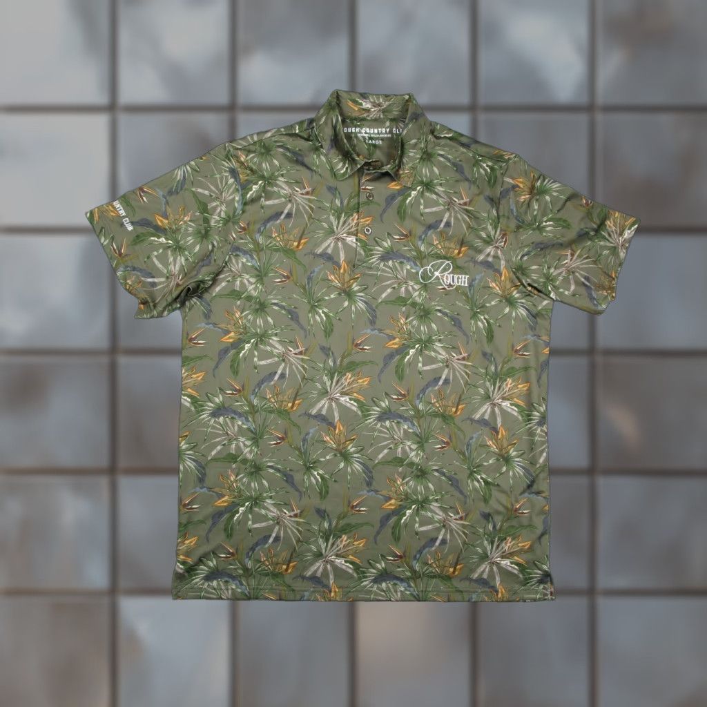 Vintage Rough Country Club Polo Shirt Mens Large Green Floral Performance Golf Tropical Casual Size US L / EU 52-54 / 3 - 1 Thumbnail