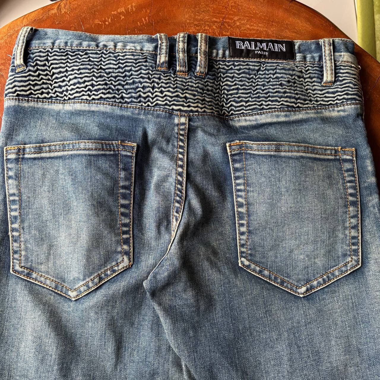 Balmain Balmain Biker Blue Washed Jeans Pants Size US 31 - 13 Thumbnail