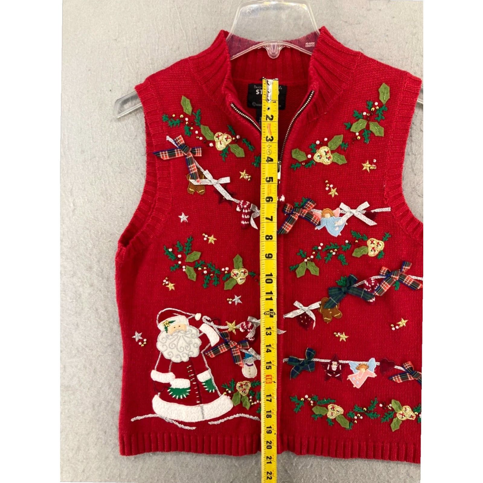Vintage Christmas Santa Bows Designer Originals Studio Womens Vest Petite Medium Size M / US 6-8 / IT 42-44 - 3 Thumbnail