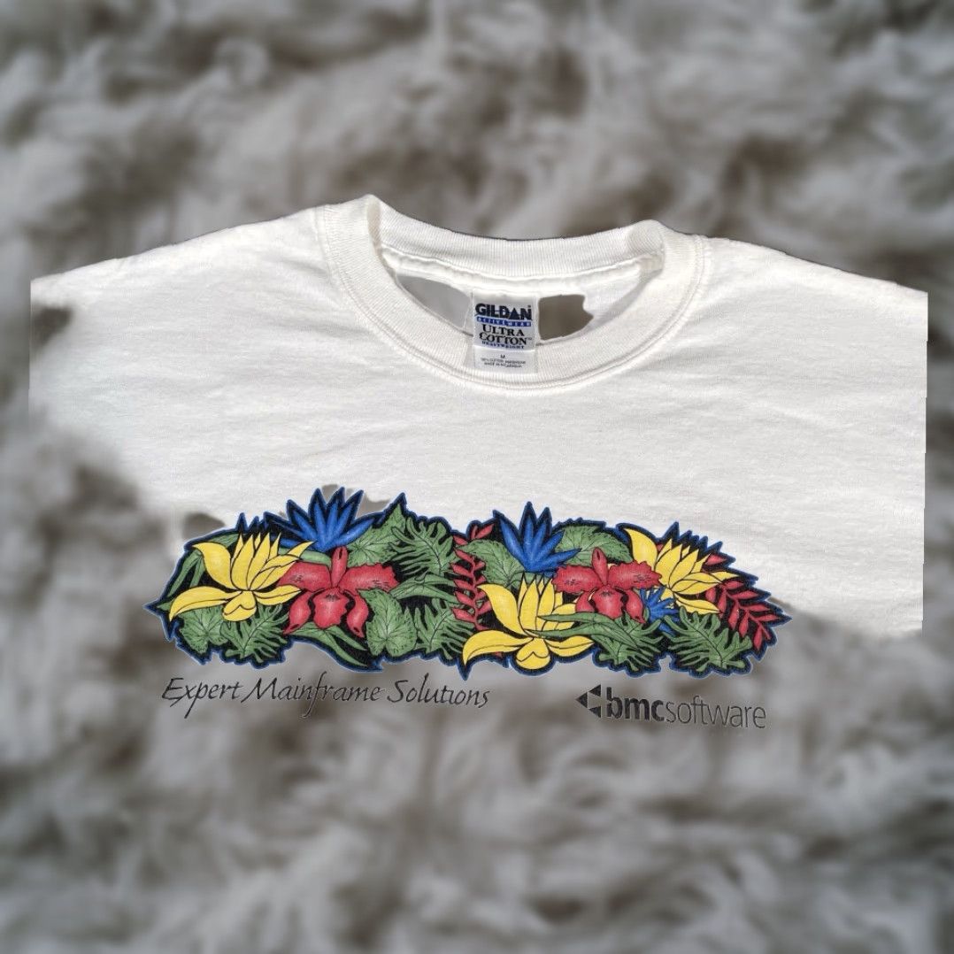 Vintage VINTAGE BMC Software Graphic Print Crew Neck Short Sleeve T Shirt Mens Medium White Cotton Retro Size US M / EU 48-50 / 2 - 1 Thumbnail