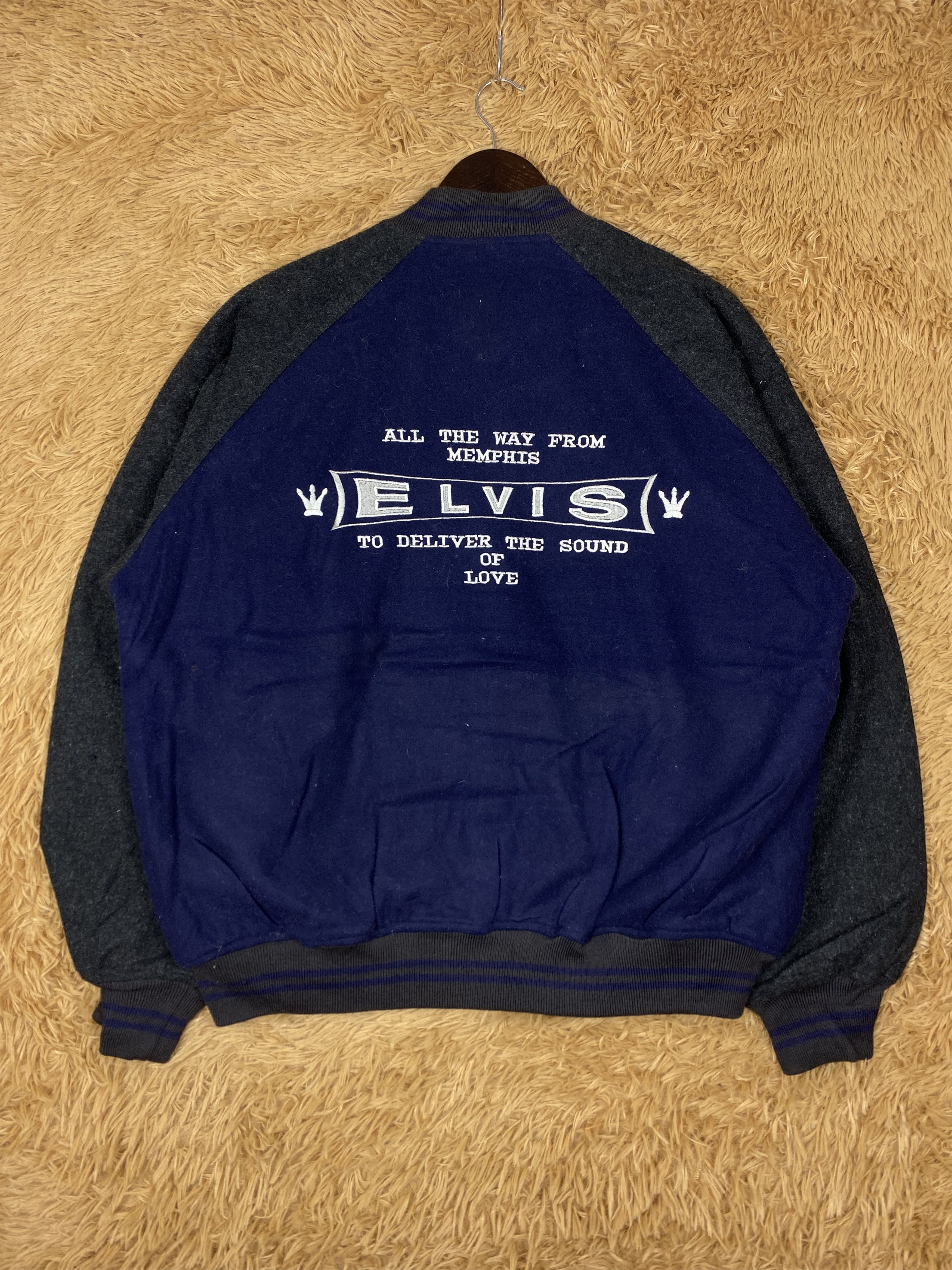 Band Tees Vintage Elvis Presley Varsity Jacket DJ0321 Size US XL / EU 56 / 4 - 1 Thumbnail