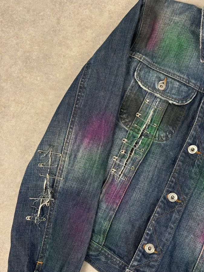 Dolce & Gabbana AW2001 Dolce & Gabbana Safety Pins Tie-Dye Distressed Denim Jacket Size XS / US 0-2 / IT 36-38 - 8 Thumbnail