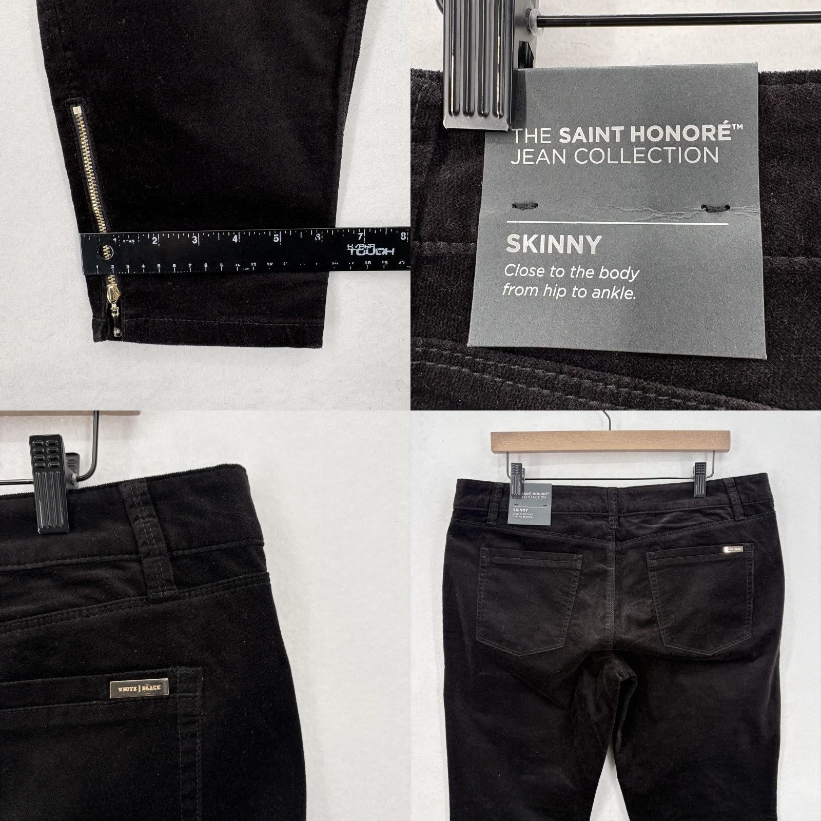 White House Black Market White House Black Market Skinny Pants Womens 14R Black Stretch Ankle Velvet Pants Women's 14R Black Velvet Ankle Zip Pockets Stretch Slim 30in Inseam Size 36" / US 14 / IT 50 - 9 Thumbnail