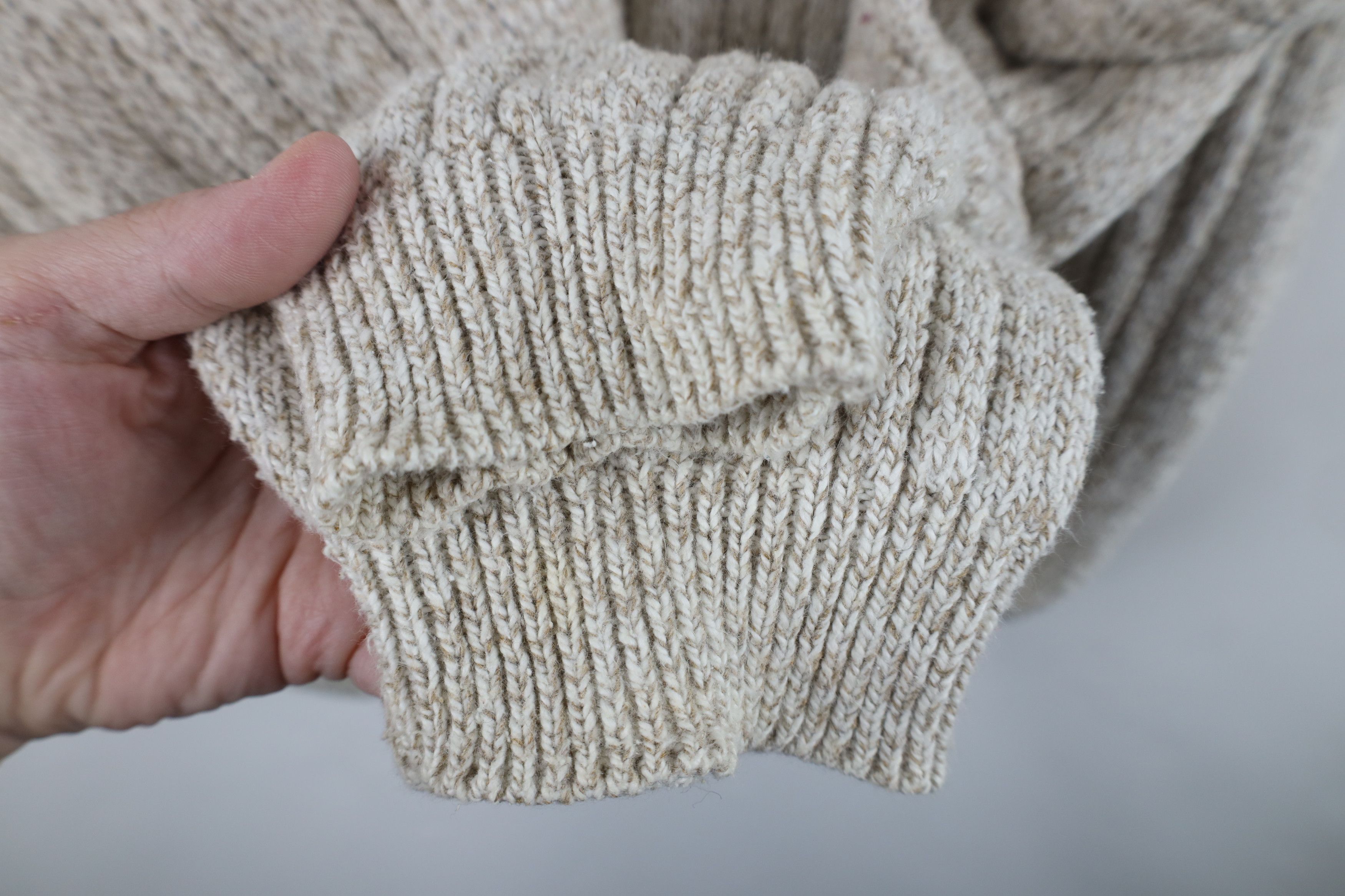 Vintage Vintage 90s Streetwear Ribbed Knit Henley Sweater Beige USA Size US XL / EU 56 / 4 - 6 Thumbnail