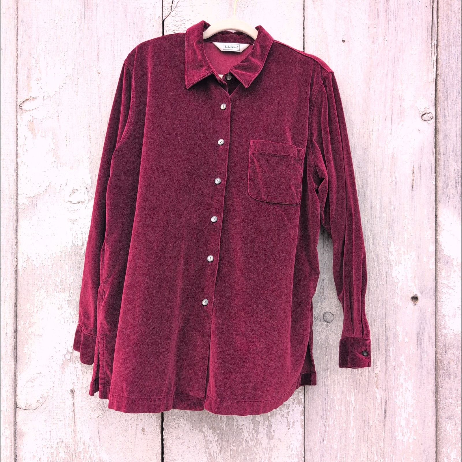 L.L. Bean Vintage 90s LL Bean Velvet Vampy Magenta Button Down Large Size L / US 10 / IT 46 - 1 Thumbnail