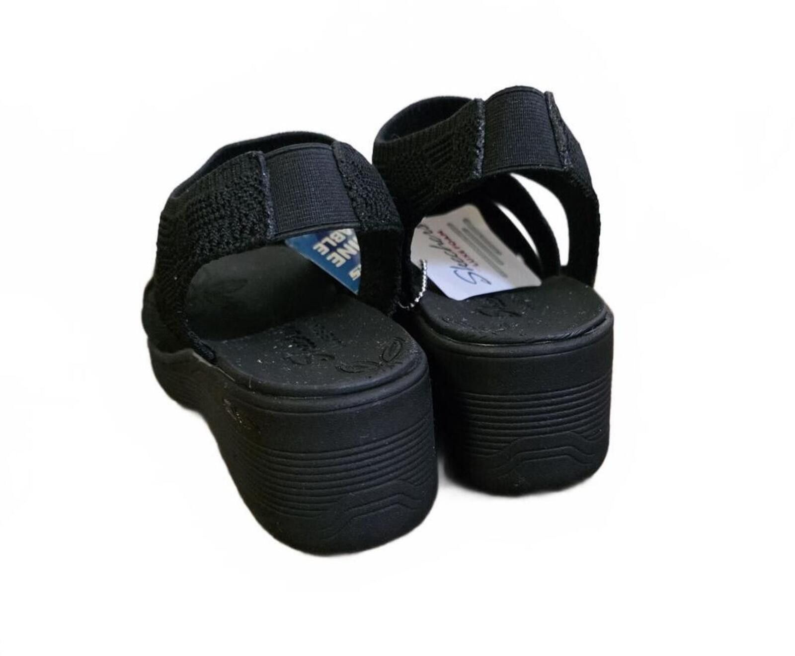 SKECHERS Skechers Black Luxe Foam Wedge Sandals 8 Vegan Machine Wash Size US 8 / IT 38 - 9 Thumbnail