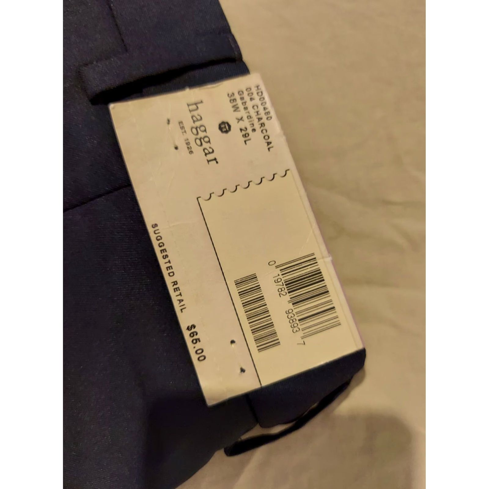 Haggar Haggar Pants Mens Dress Pants 36x29 Khaki Charcoal Gray Flat Front Polyester Straight Inseam 29in Slacks Chino Trousers Casual Dressy Business Size US 36 / EU 52 - 2 Thumbnail