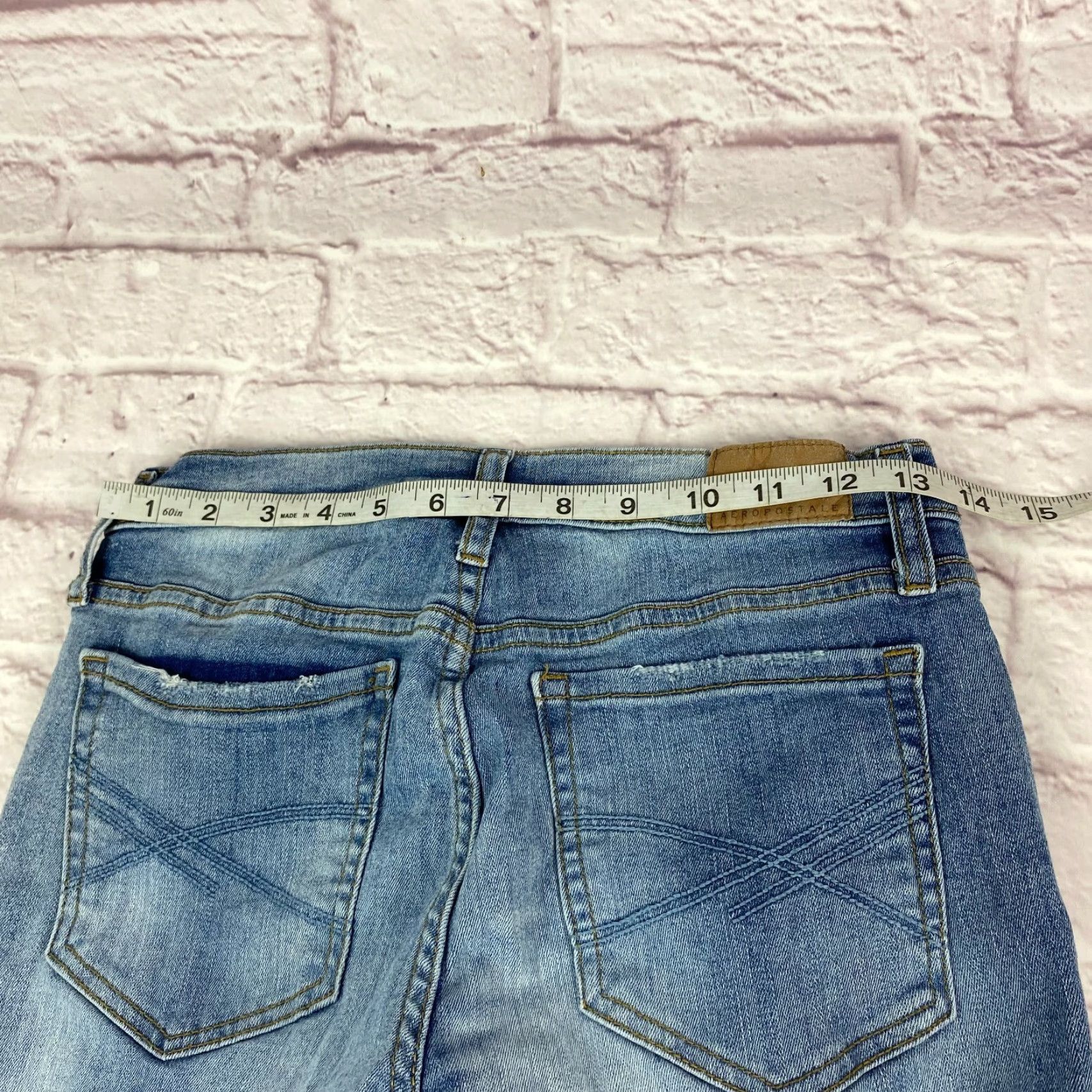 Vintage Aéropostale Womens Skinny Jeans Size 6 Blue Low Rise Distressed Stretch Jeans Size 28" / US 6 / IT 42 - 7 Thumbnail