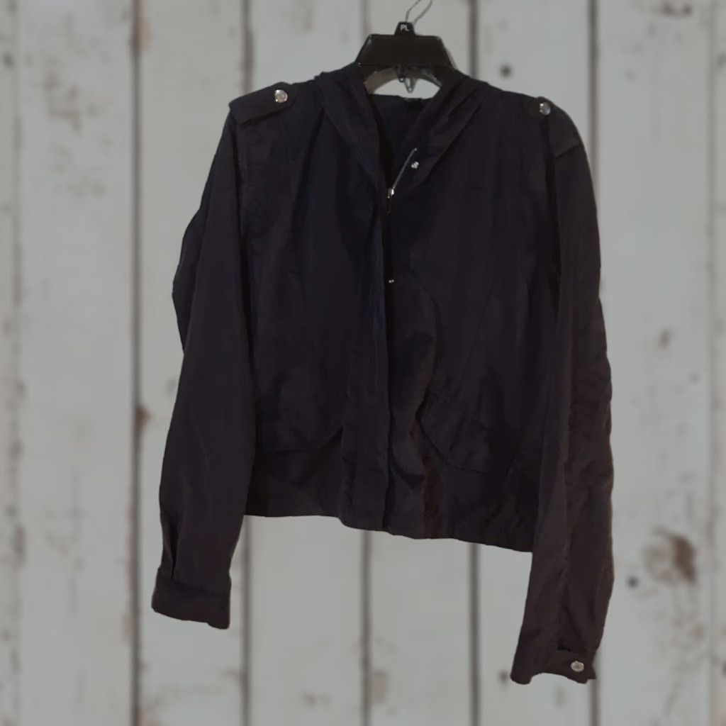 Forever 21 VINTAGE Forever 21 Navy Cropped Lightweight Full Zip Jacket Women’s Size L Spring Fall Winter Modern Style Size L / US 10 / IT 46 - 1 Thumbnail