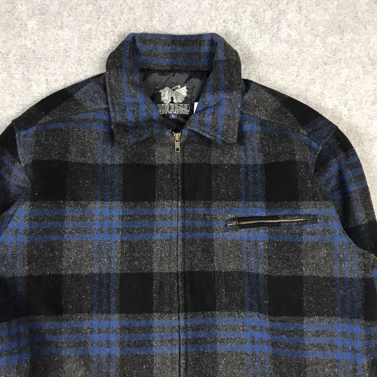 Japanese Brand × Vintage BIG BROS WOOL ZIPPER FLANNEL DESIGN JACKET Size US L / EU 52-54 / 3 - 2 Thumbnail