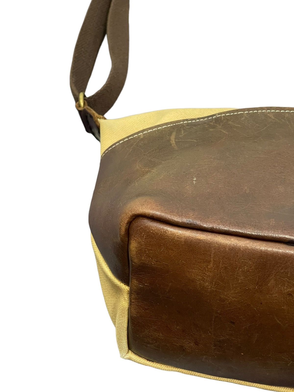 Japanese Brand Leather Patina Cotton Paquet Cross Body Bag 4🟩 Size ONE SIZE - 6 Thumbnail
