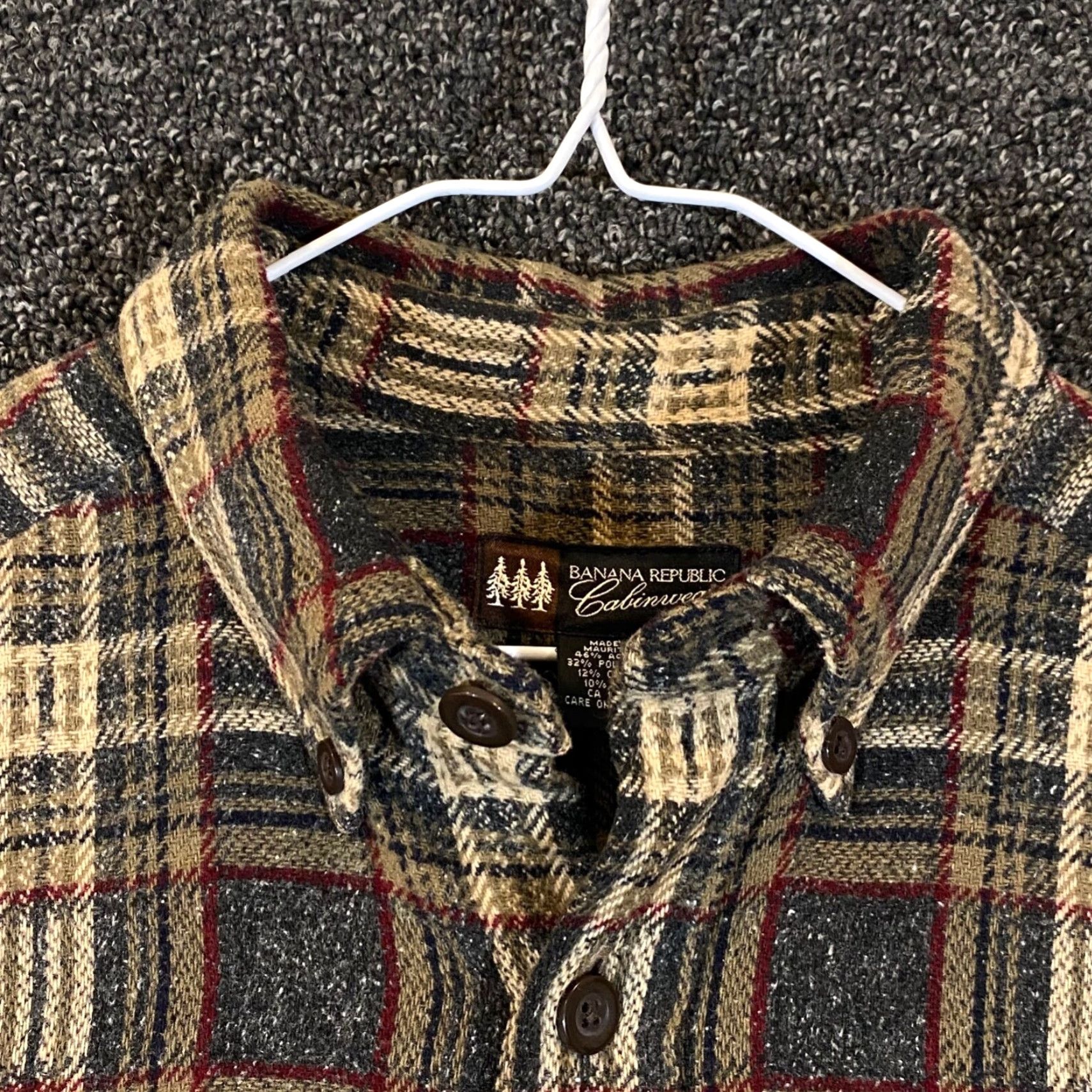 Banana Republic VINTAGE Banana Republic Cabinwear Shirt Mens Large Gray Brown Plaid Wool Blend Button-Up Size US L / EU 52-54 / 3 - 2 Thumbnail