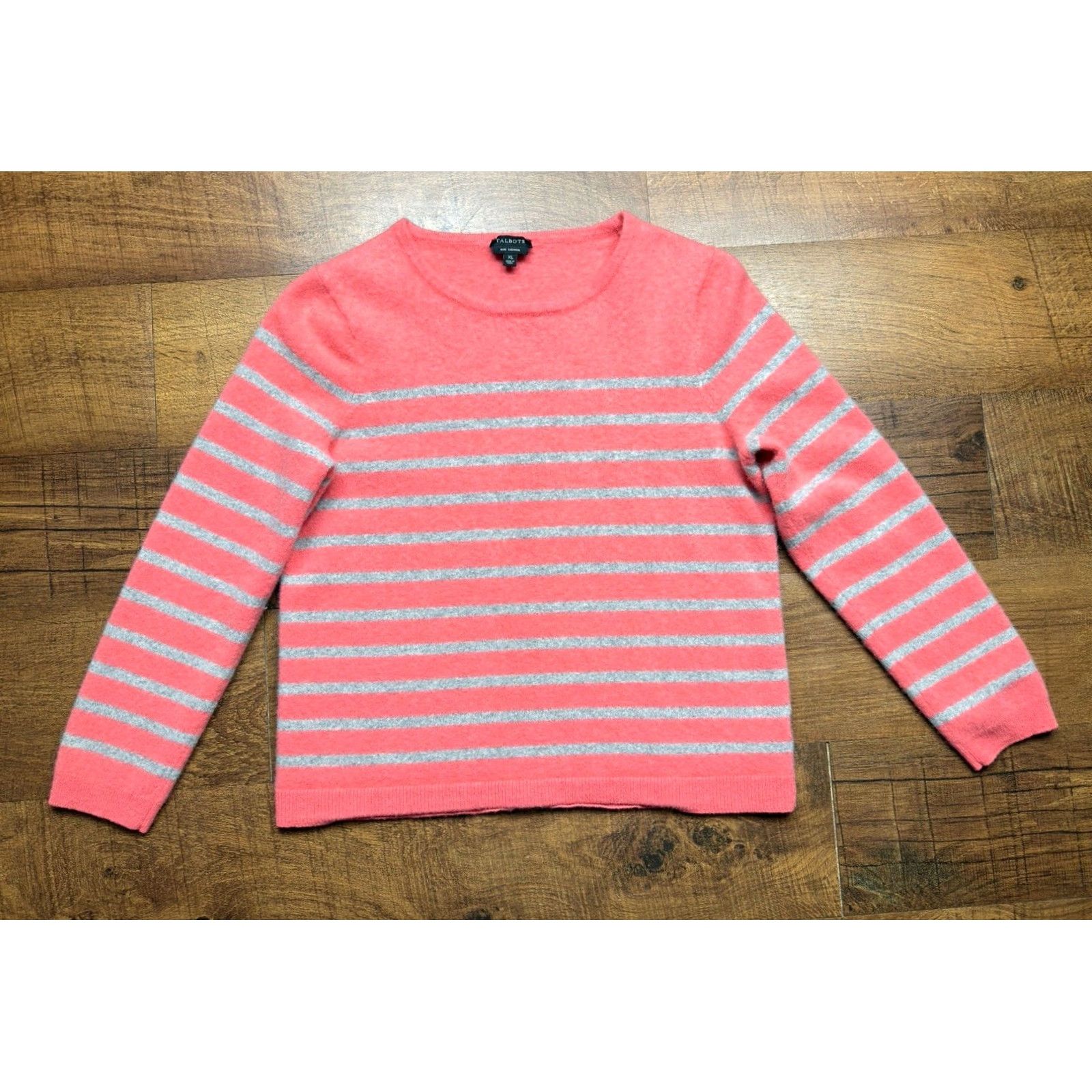 Talbots TALBOTS 100% Cashmere Pullover Sweater XL Pink Gray Long Sleeve - Women’s, Knit, Relaxed Comfort, Solid Pattern, Fall/Spring/Winter, Hand Wash Only Size XL / US 12-14 / IT 48-50 - 2 Thumbnail