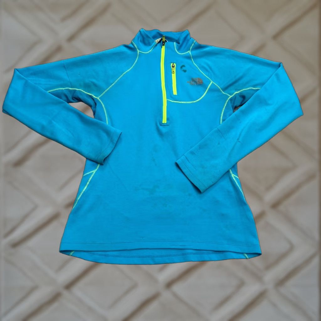The North Face The North Face FlashDry 1/4 Zip Pullover Jacket Womens Small Blue Neon Green Size S / US 4 / IT 40 - 1 Thumbnail