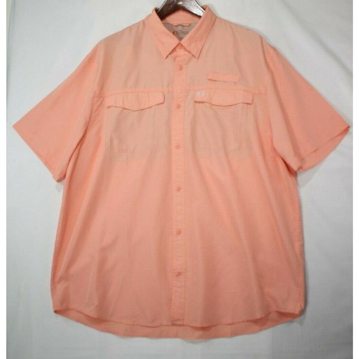 Vintage Men's The American Outdoorsman Shirt Peach Button-Down Short Sleeve  Size XXL 2XL