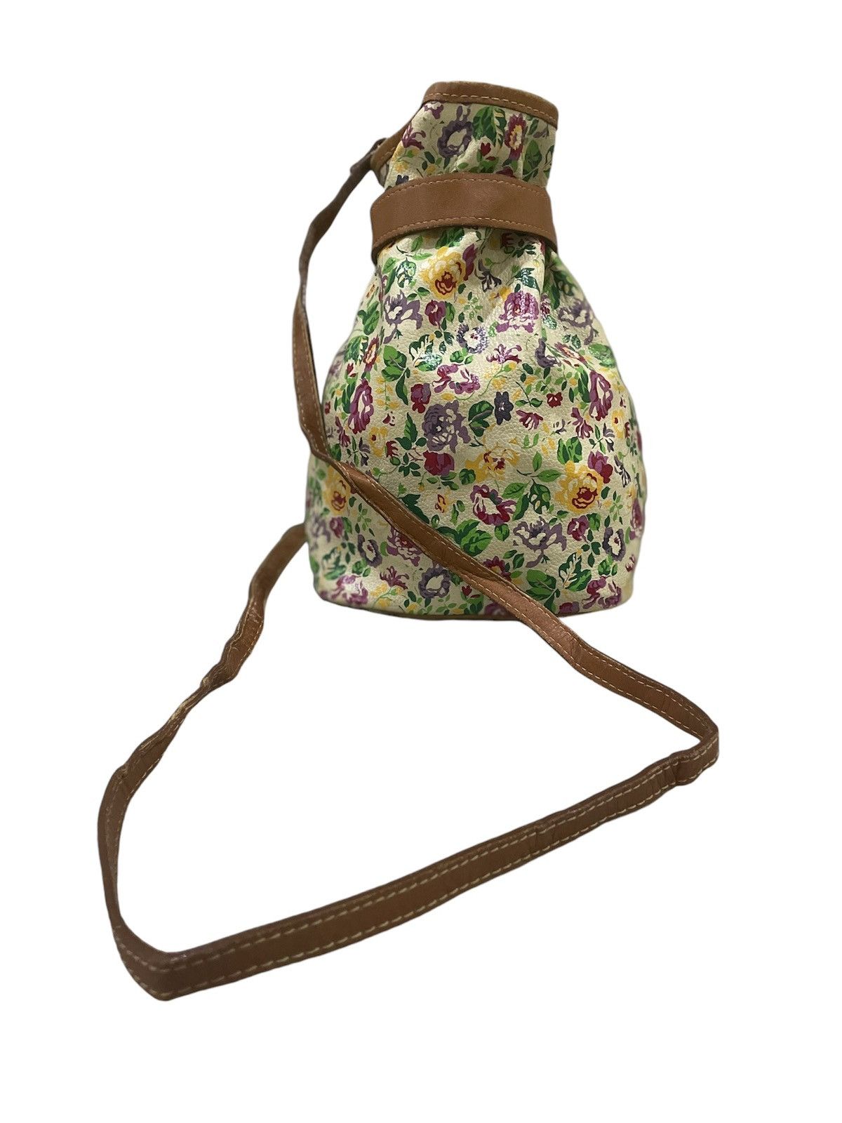 Kenzo × Vintage Vtg 90s KENZO floral bucket drawstring bag leather Size ONE SIZE - 2 Thumbnail