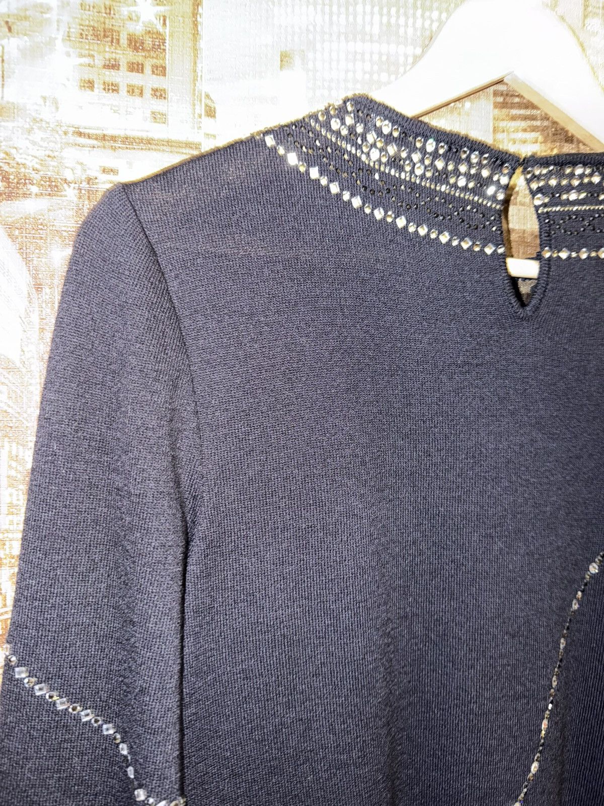 St. John Women's St. John Black & Silver Beaded Crew Neck Sweater Size M / US 6-8 / IT 42-44 - 11 Thumbnail