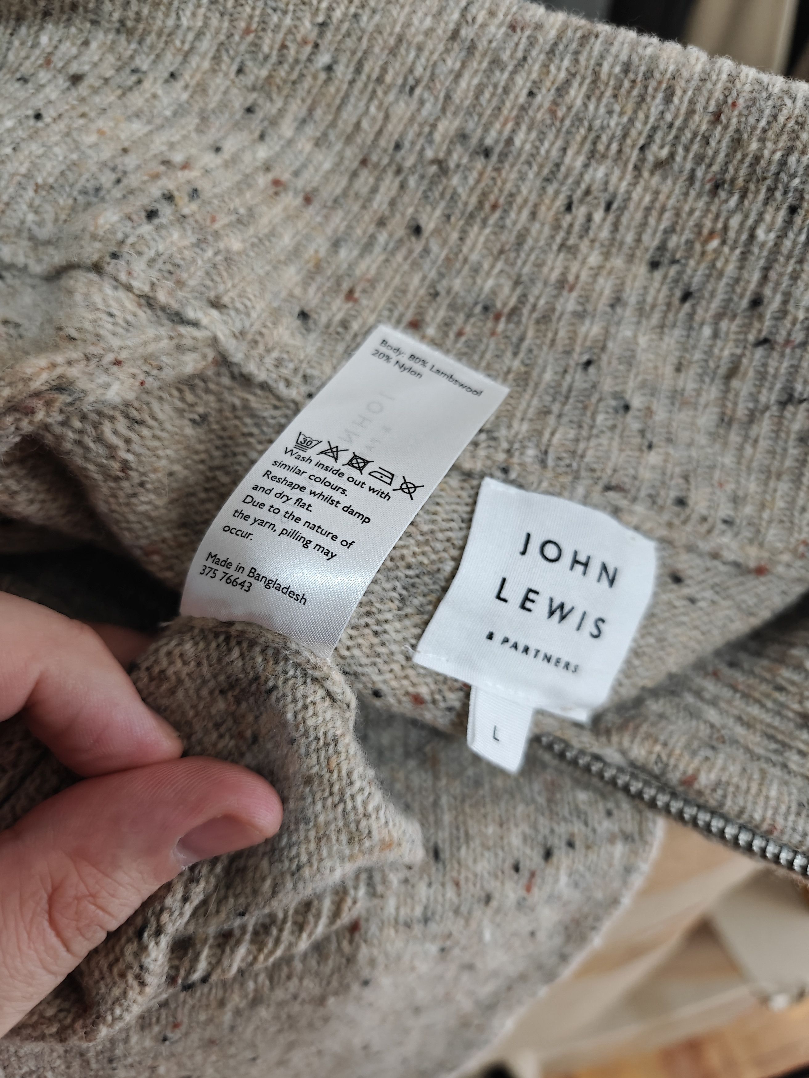Other John Lewis Woll Sweater Pullover 1/4 Zip Beige size L Size US L / EU 52-54 / 3 - 8 Thumbnail