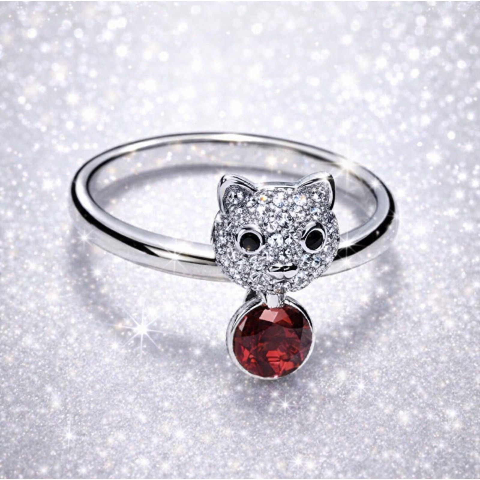 & Other Stories Silvertone Swarovski Cat Ring for Ladies Size Size ONE SIZE - 3 Thumbnail