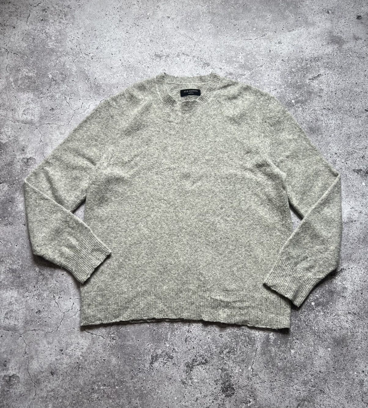Allsaints AllSaints Wool Distressed Sweater Gray Medium Men's Size US M / EU 48-50 / 2 - 1 Thumbnail
