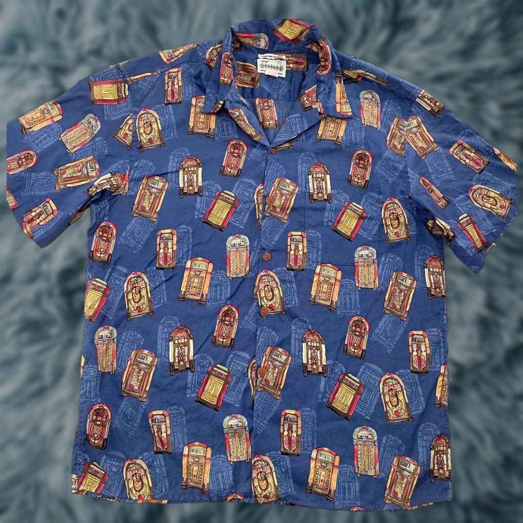 Reyn Spooner VINTAGE Reyn Spooner Shirt Adult XL Blue Egyptian Cotton Jukebox Hawaiian Button-Up Shirt Size US XL / EU 56 / 4 - 1 Thumbnail